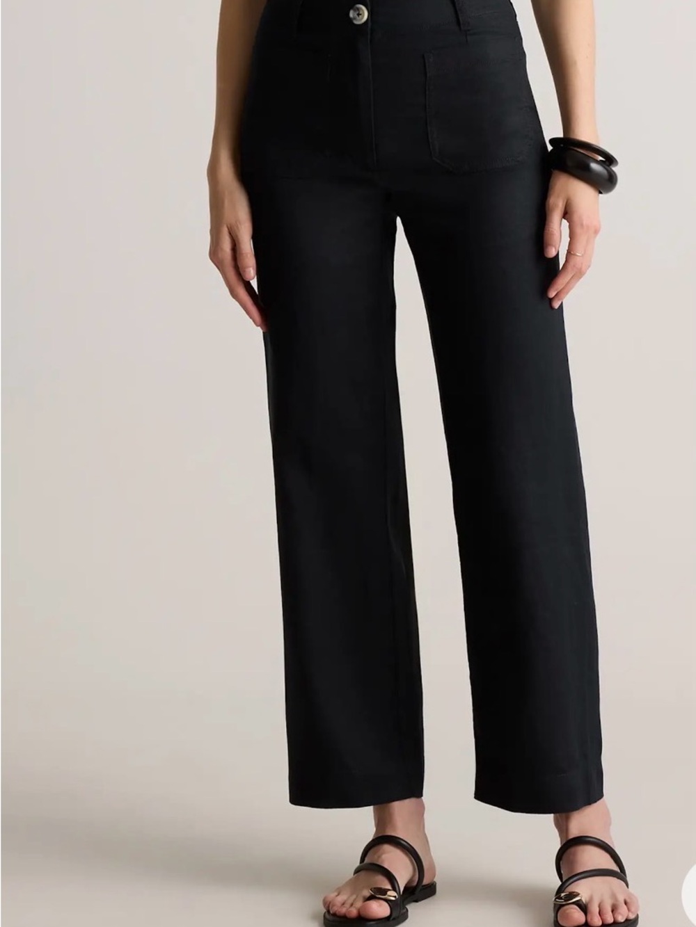 Quince High-Waist Wide Leg Black Pants Linen